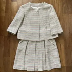 ツイード　ノーカラージャケット　スカート　フォーマル　セットアップ　スーツ