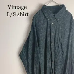 【ヴィンテージ】 US 古着 総柄 長袖 コーデュロイ シャツ L
