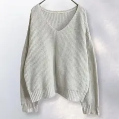 ジーユーGU ニット セーター ラメ Vネック かわいい シンプル L《c138