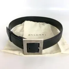 極美品】ブルガリ BVLGARI ベルト スクエア ビジネス シルバー レザー