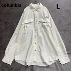 コロンビア フィッシングシャツ 長袖 メンズ 白 L相当 アウトドア【5344】