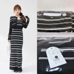 Darich DDビジューボーダーアンサンブルニットロングワンピース - メルカリ