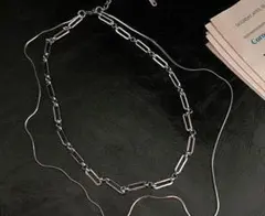 k24☆新品☆男女兼用☆ダブルチェーン ネックレス☆お洒落☆人気 107
