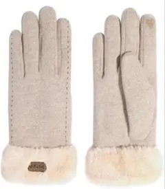 手袋 レディース 秋冬 防寒 スマホ対応 保温グローブ ステッチ ベージュ