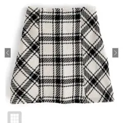 バックリボンツイードチェックミニスカート