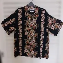 IOLANI アロハシャツ XL フラワー レイ柄 黒のサムネイル