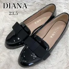 DIANA オペラパンプス エナメル ブラック 23.5 リボン