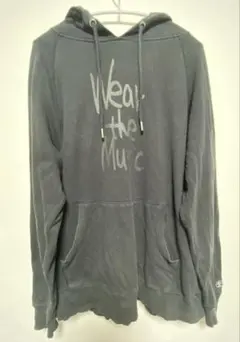 タワーレコード プルオーバー パーカー 黒 XL 古着 フェード