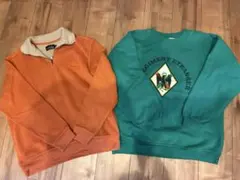 【vintage】オレンジ・グリーン ロゴ入りスウェット2点セット