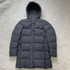 美品 ユニクロ シームレスダウンコート M グレー ロング 防風 フード着脱可