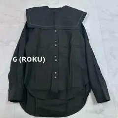 6(ROKU) 【タグ付未使用】サテンショートスリーブオープンカラーシャツ
