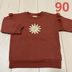 裏起毛袖レース刺繍トレーナー