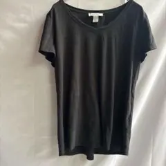 ホワイトハウス・ブラックマーケット VネックTシャツ ブラック L 黒シンプル