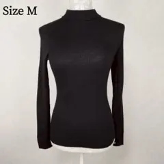 ユニクロ リブタートルネックセーター M 黒 100%毛 美品