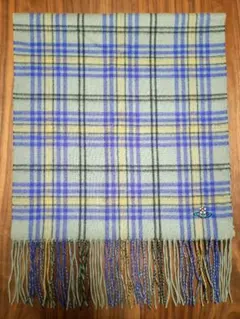 Vivienne Westwood タータンチェックカシミヤマフラー グレー 紫