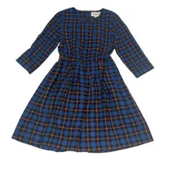 【美品】Ray BEAMS 七分袖チェックワンピース