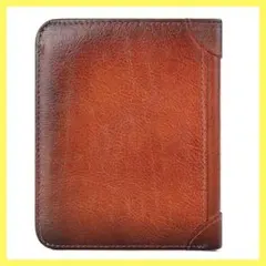 財布　二つ折り　牛革　ブラウン　革