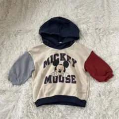 H&M ミッキー パーカー ベビー フード付き 配色切替 ディズニー 古着風