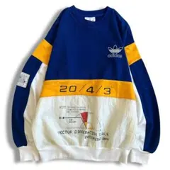 激レア 90s アディダス スウェット 切替デザイン 幾何学 台湾製 当時物 S