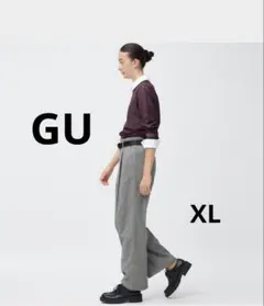 ★GU ブッシュドジャージーワイドパンツ★ブラウン★XL76cm ジーユー
