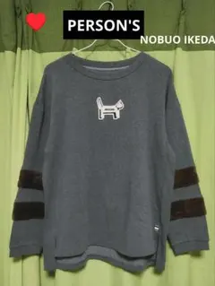 PERSON'S ロゴ入り犬ワッペン付きスウェットトップス