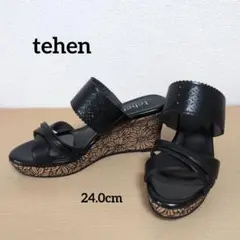 【新品】tehen テーン ミュール 24cm ブラック ウェッジソールのサムネイル