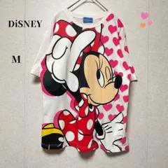 Disney RESORT ミニー 総柄 ハート ビッグプリント Tシャツ M
