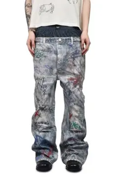 裾上げ済】KAMIYA 25/SS トロンプ・ルイユ プリントデニムパンツ