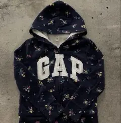GAP 花柄フリースパーカー XL ネイビー