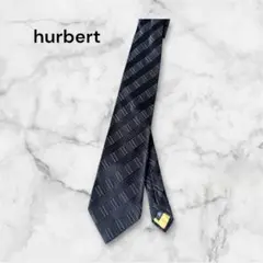 メンズ ネクタイ Hubert 黒 ストライプ シルク シンプル フォーマル