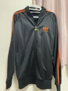 adidas トレフォイルロゴ　ジャージ　トラックジャケット オレンジ×ブラック