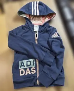 adidas キッズ パーカー ネイビー ピンク