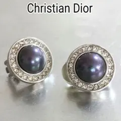 Christian Dior　パール風イヤリング　ラインストーン　vintage