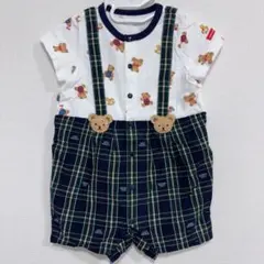 mikiHOUSEミキハウス ロンパース 80cm 緑　白