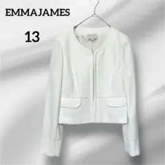 EMMAJAMES ノーカラージャケット ホワイト　ラメ入り　13