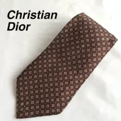 Christian Dior ネクタイ チェック柄 レッド系 シルク100%
