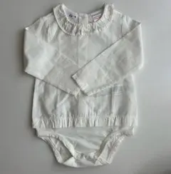 ZARA フリル付きホワイトロンパース 9-12ヶ月