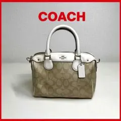 訳あり COACH コーチ ミニボストン ハンドバッグ レザー 白　ホワイト