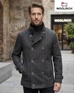 WOOLRICH ストライプジャケット Lサイズ コットン ダブルボタンのサムネイル