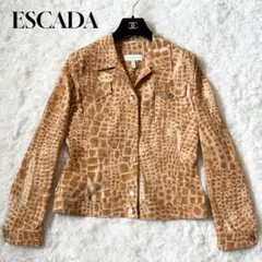 極美品 エスカーダ クロコダイル柄 デニムジャケット ストレッチ