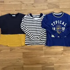 半袖 長袖カットソー 3枚セット ネイビー・イエロー・ボーダー