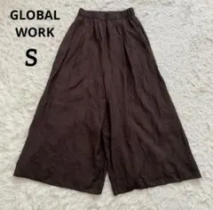 グローバルワークGLOBAL WORK ブラウン ガウチョパンツワイドパンツ茶S