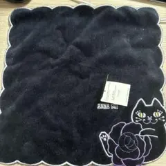 ANNA SUI 猫とバラ刺繍 ハンカチ
