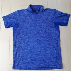 メンズ青 ハーフジップ スポーツウェアS
