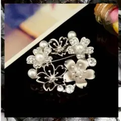 ブローチ パール シルバー 花 桜 フォーマル レディース セレモニー 上品