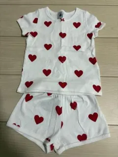 PETIT BATEAU ハート柄 ベビーパジャマ 2ans