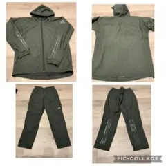adidas 裏起毛　カーキ　シャカシャカ　ジャージ上下セット