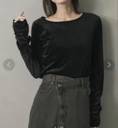 ギャザースリーブべロアTシャツ