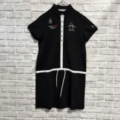 美品 マンシングウェア ゴルフ さらっと ワンピース 黒 L 半袖 刺繍 ドライのサムネイル