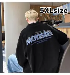 メンズ　Tシャツ　5XL 6L 半袖　夏服 　バックプリント 黒 大きいサイズ
